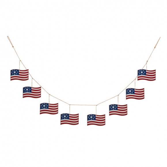 Glitzhome 72"L Metal American Flags Garland