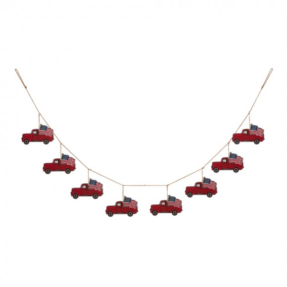 Glitzhome 72"L Patriotic Galvanized Truck Garland