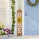 Glitzhome 42"H Wooden Brown HOME Porch Sign With 3 Interchangeable Wreathes（Spring/Fall/Christmas）