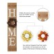 Glitzhome 42"H Wooden Brown HOME Porch Sign With 3 Interchangeable Wreathes（Spring/Fall/Christmas）