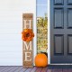 Glitzhome 42"H Wooden Brown HOME Porch Sign With 3 Interchangeable Wreathes（Spring/Fall/Christmas）