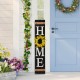 Glitzhome 42"H Wooden Black HOME Porch Sign With 3 Interchangeable Wreathes（Spring/Fall/Christmas）