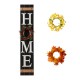 Glitzhome 42"H Wooden Black HOME Porch Sign With 3 Interchangeable Wreathes（Spring/Fall/Christmas）