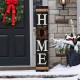 Glitzhome 42"H Wooden Black HOME Porch Sign With 3 Interchangeable Wreathes（Spring/Fall/Christmas）