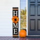 Glitzhome 42"H Wooden Black HOME Porch Sign With 3 Interchangeable Wreathes（Spring/Fall/Christmas）