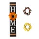 Glitzhome 42"H Wooden Black HOME Porch Sign With 3 Interchangeable Wreathes（Spring/Fall/Christmas）