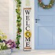 Glitzhome 60"H Wooden White WELCOME Porch Sign With 4 Interchangeable Wreathes（Spring/Patriotic/Fall/Christmas）
