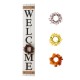 Glitzhome 60"H Wooden White WELCOME Porch Sign With 4 Interchangeable Wreathes（Spring/Patriotic/Fall/Christmas）