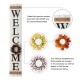 Glitzhome 60"H Wooden White WELCOME Porch Sign With 4 Interchangeable Wreathes（Spring/Patriotic/Fall/Christmas）