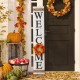 Glitzhome 60"H Wooden White WELCOME Porch Sign With 4 Interchangeable Wreathes（Spring/Patriotic/Fall/Christmas）