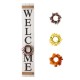 Glitzhome 60"H Wooden White WELCOME Porch Sign With 4 Interchangeable Wreathes（Spring/Patriotic/Fall/Christmas）