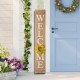 Glitzhome 60"H Wooden Brown WELCOME Porch Sign With 4 Interchangeable Wreathes（Spring/Patriotic/Fall/Christmas）