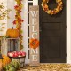 Glitzhome 60"H Wooden Brown WELCOME Porch Sign With 4 Interchangeable Wreathes（Spring/Patriotic/Fall/Christmas）