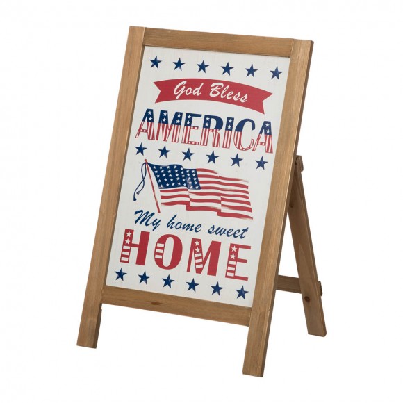 Glitzhome 24"H God Bless America & My Home Sweet Home Wooden Porch Sign Décor