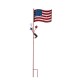 Glitzhome 42"H Metal American Flag Yard Stake with Solar Lights