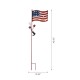 Glitzhome 42"H Metal American Flag Yard Stake with Solar Lights