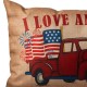 Glitzhome 18"L Faux Burlap Patriotic Truck Pillow