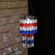 Glitzhome 19"H Solar Lighted Hanging Décor with Red, White, Blue Acrylic Jewel Beads