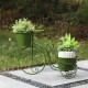 Glitzhome 15"H Hand Painted Green Metal Bicycle Plant Stand