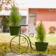 Glitzhome 15"H Hand Painted Green Metal Bicycle Plant Stand