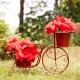Glitzhome 15"H Hand Painted Red Metal Bicycle Plant Stand