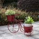 Glitzhome 15"H Hand Painted Red Metal Bicycle Plant Stand