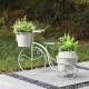 Glitzhome 15"H Hand Painted White Metal Bicycle Plant Stand