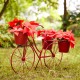 Glitzhome 19"H Hand Painted Red Metal Bicycle Plant Stand