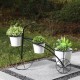 Glitzhome 20.5"H White & Black Metal Enamel Bicycle Planter Stand