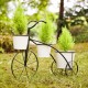 Glitzhome 20.5"H White & Black Metal Enamel Bicycle Planter Stand