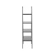 Glitzhome 64.5"H Modern Industrial Black Oak Melamine 4-Tier Leaning Bookcases & Ladder Shelves