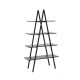 Glitzhome 64.5"H Modern Industrial Black Oak Melamine 4-Tier Leaning Bookcases & Ladder Shelves