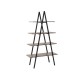 Glitzhome 64.5"H Modern Industrial Rustic Oak Melamine 4-Tier Leaning Bookcases & Ladder Shelves