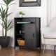 Glitzhome 31.75"H Modern Industrial Black Oak Melamine Floor Cabinet with 2 Sliding Doors