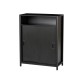 Glitzhome 31.75"H Modern Industrial Black Oak Melamine Floor Cabinet with 2 Sliding Doors