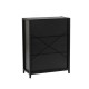 Glitzhome 31.75"H Modern Industrial Black Oak Melamine Floor Cabinet with 2 Sliding Doors