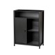 Glitzhome 31.75"H Modern Industrial Black Oak Melamine Floor Cabinet with 2 Sliding Doors