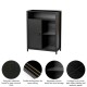 Glitzhome 31.75"H Modern Industrial Black Oak Melamine Floor Cabinet with 2 Sliding Doors