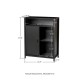 Glitzhome 31.75"H Modern Industrial Black Oak Melamine Floor Cabinet with 2 Sliding Doors