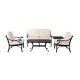 Elm PLUS 5 Piece Cast Aluminum Patio Sectional Sofa Set with Beige Cushions, Olefin Fabric