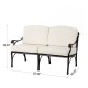 Elm PLUS 5 Piece Cast Aluminum Patio Sectional Sofa Set with Beige Cushions, Olefin Fabric