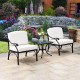 Elm PLUS 3 Piece Cast Aluminum Patio Sectional Sofa Set with Beige Cushions, Olefin Fabric