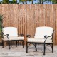 Elm PLUS 2-Piece Cast Aluminum Patio Sofa Chair with Beige Cushion, Olefin Fabric