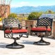 Elm PLUS 2 Piece Cast Aluminum Patio Dining Swivel Chair with Red Cushion, Olefin Fabric
