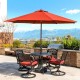 Elm PLUS 2 Piece Cast Aluminum Patio Dining Swivel Chair with Red Cushion, Olefin Fabric