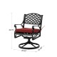 Elm PLUS 2 Piece Cast Aluminum Patio Dining Swivel Chair with Red Cushion, Olefin Fabric