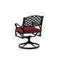 Elm PLUS 2 Piece Cast Aluminum Patio Dining Swivel Chair with Red Cushion, Olefin Fabric