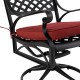 Elm PLUS 2 Piece Cast Aluminum Patio Dining Swivel Chair with Red Cushion, Olefin Fabric