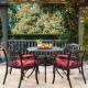 Elm PLUS Set of 2 Cast Aluminum Patio Dining Chairs with Wine Red Cushions, Olefin Fabric