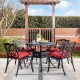 Elm PLUS Set of 2 Cast Aluminum Patio Dining Chairs with Wine Red Cushions, Olefin Fabric